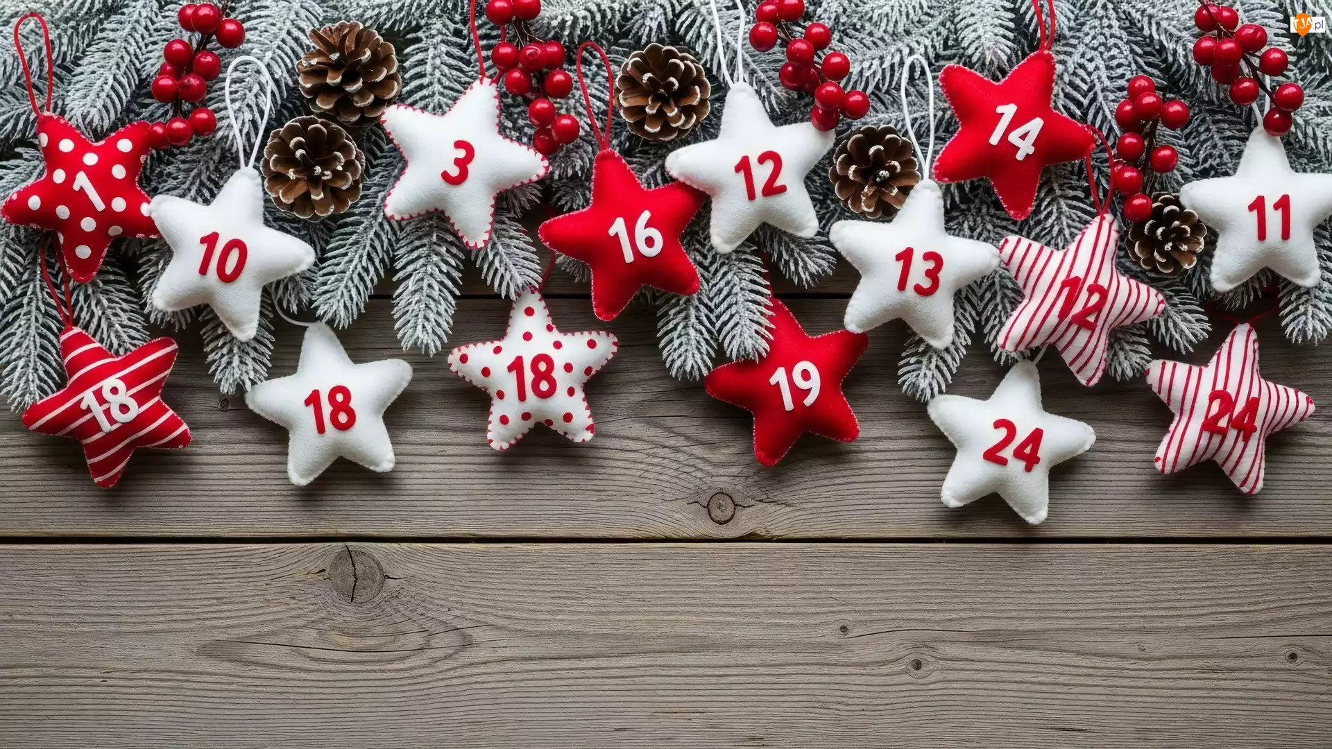 Kompozycja, Gwiazdki, Jagody, Adwentowa, Gałązki, Deski, Świąteczne, Szyszki