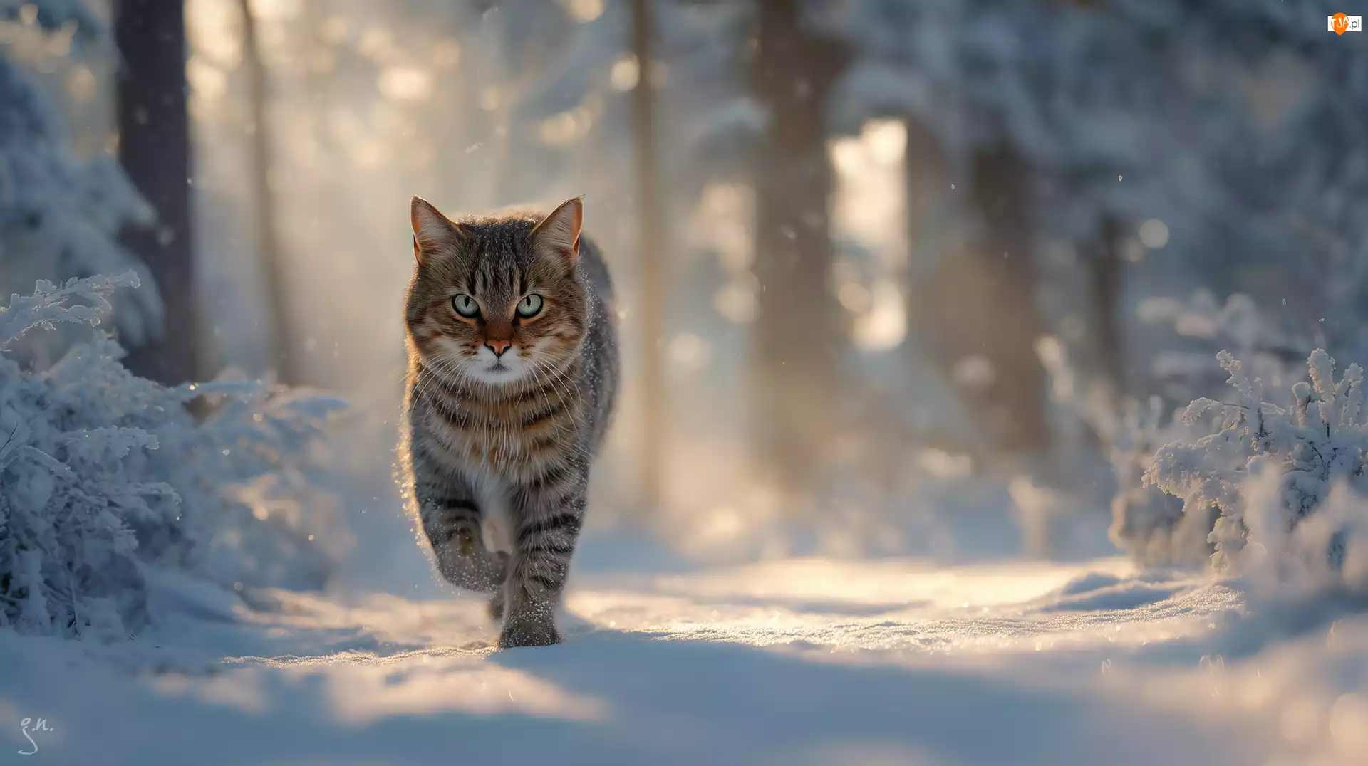 Grafika AI, Kot, Las, Zima