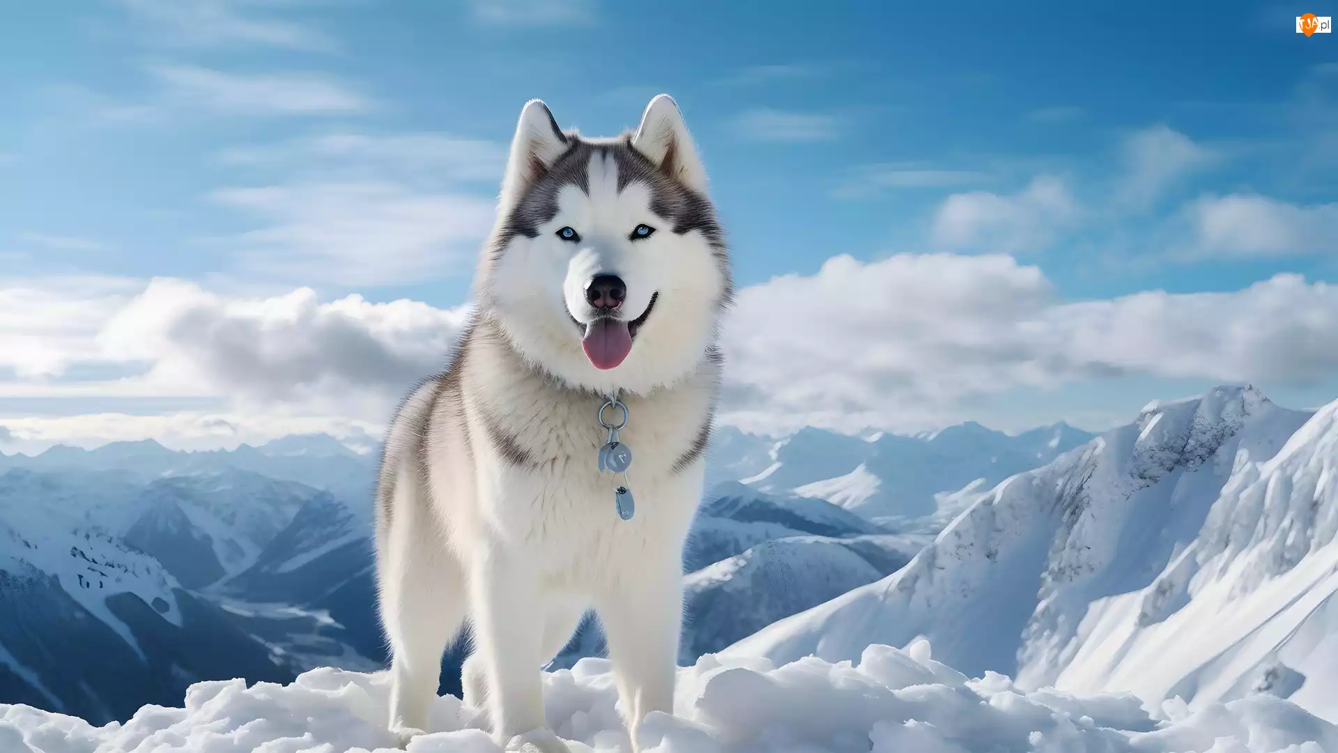 Ośnieżone, Zima, Pies, Jęzor, Góry, Siberian husky