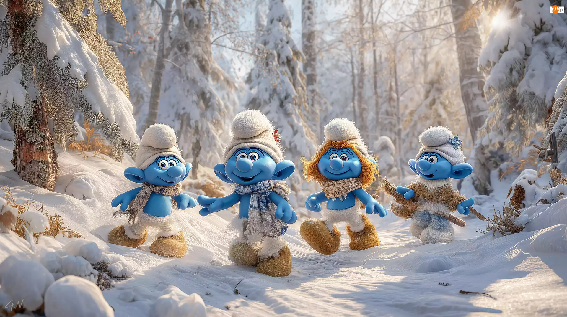 Las, Grafika AI, Smerfy, Cztery, Zima
