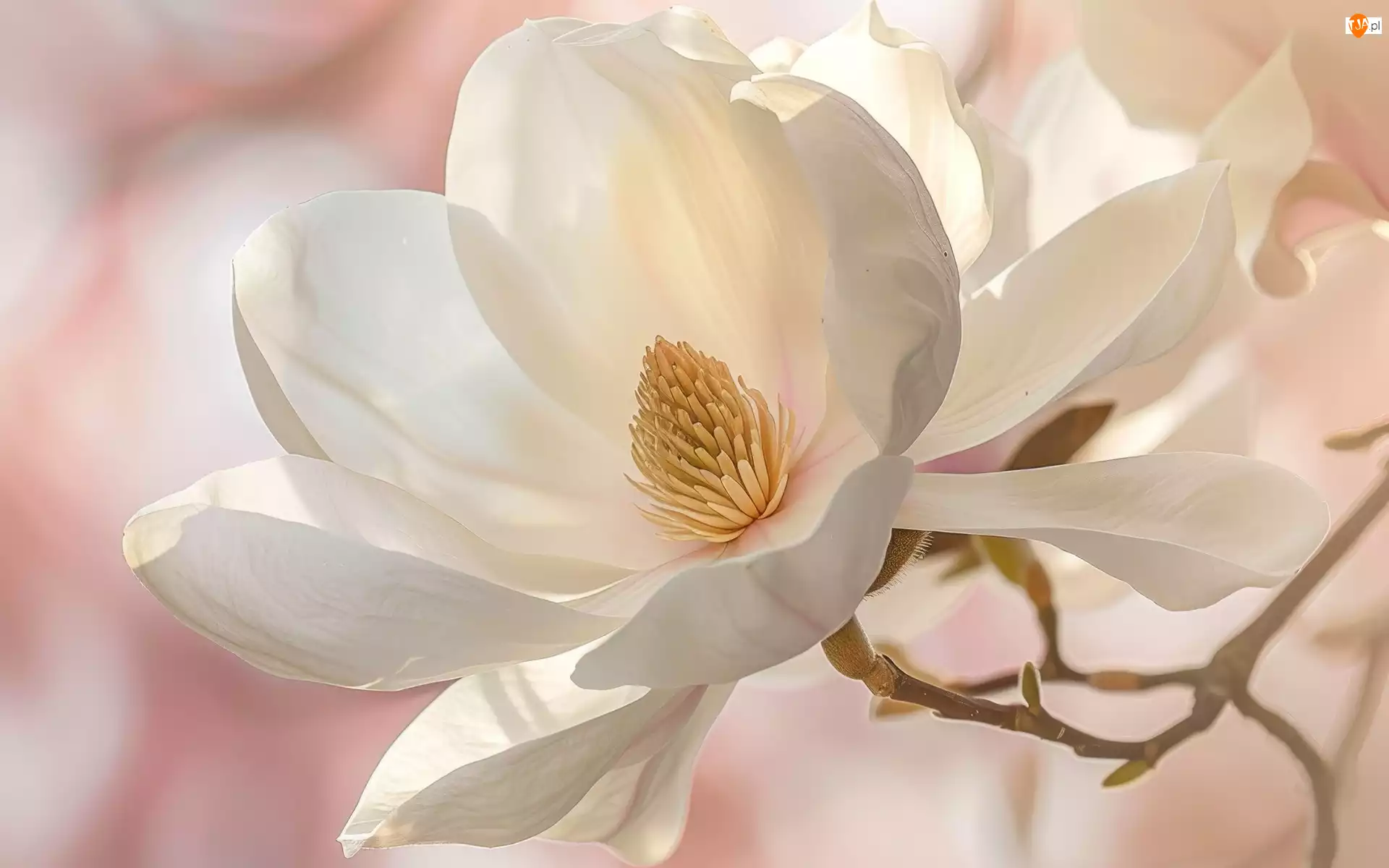 Gałązki, AI, Biała, Magnolia, Zbliżenie