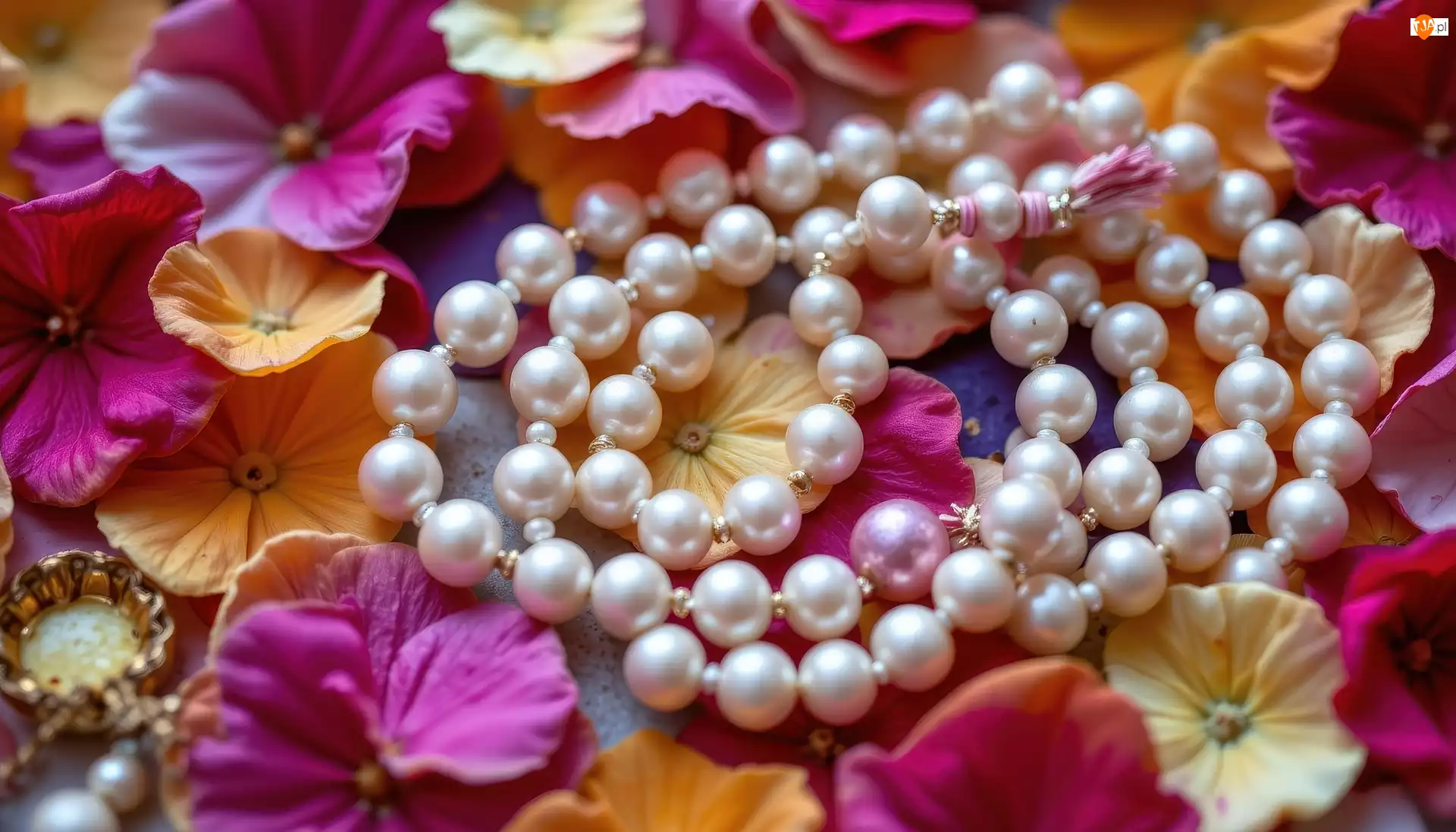 Płatki, Perły, Kwiaty, Kolorowe, Korale