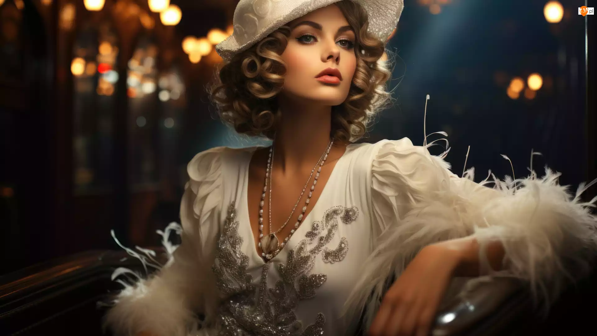 Suknia, Kobieta, Kapelusz, Wieczorowa