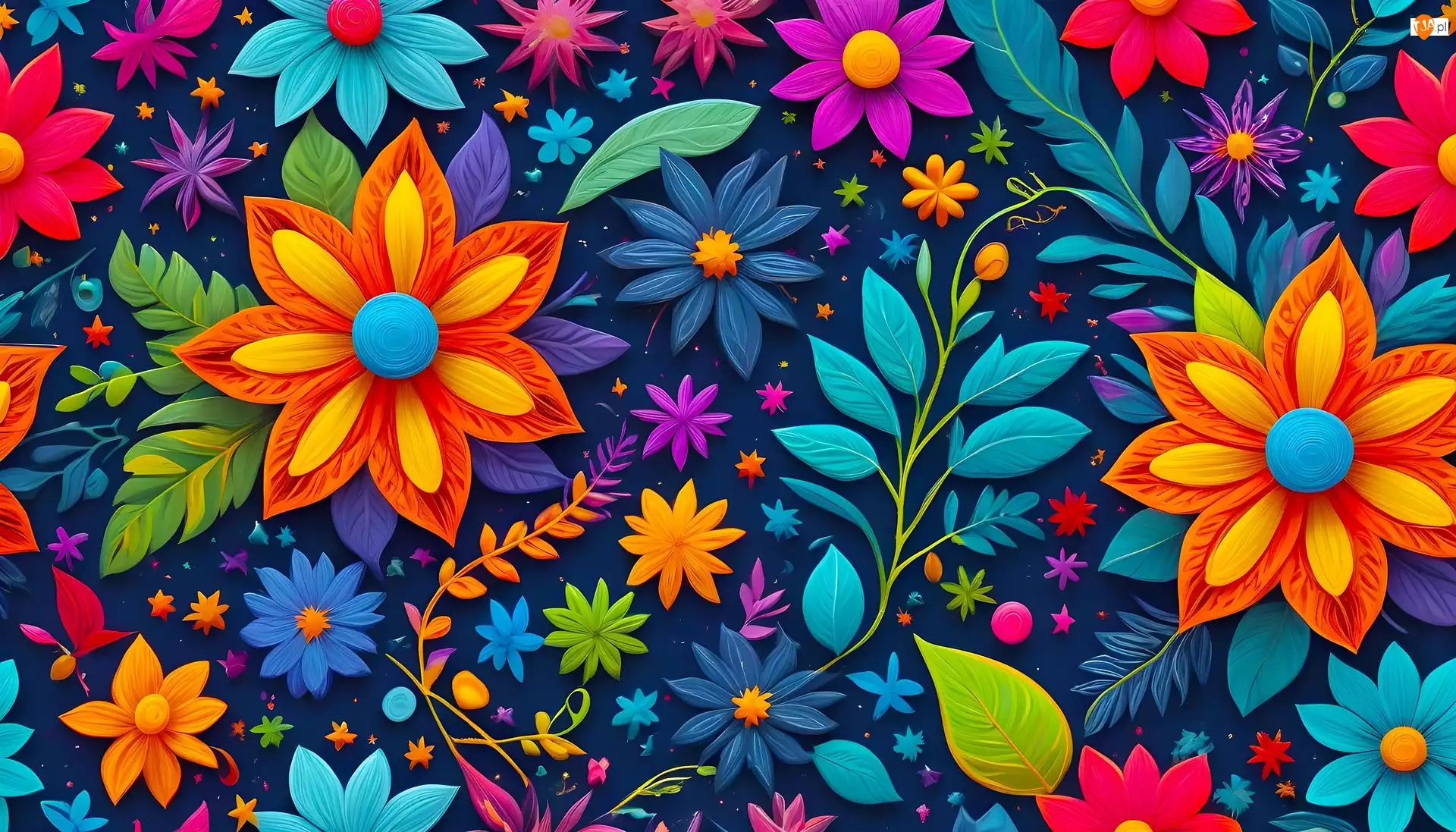 Grafika AI, Kolorowe, Kwiaty
