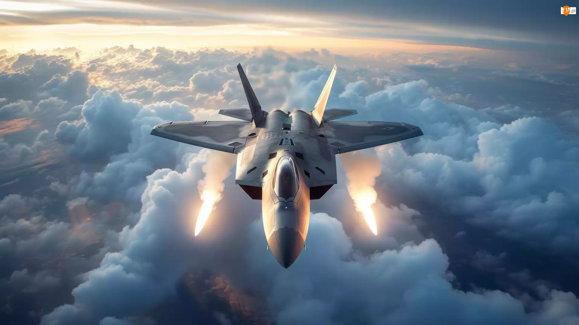 Wojskowy, Samolot, Chmury, Ai, Myśliwiec, Światła