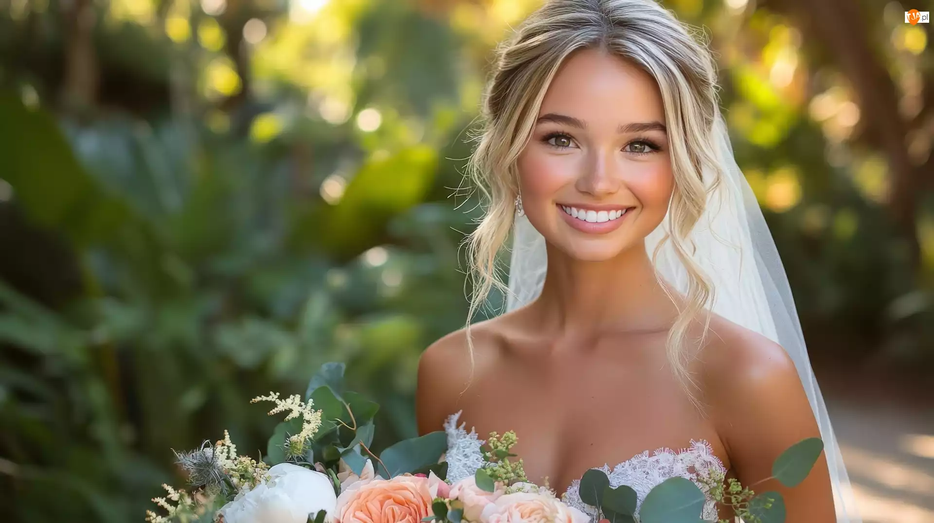 Blondynka, Welon, Panna młoda, Kobieta, Ślub