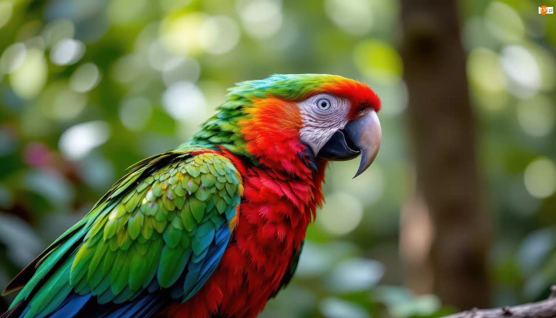 Zbliżenie, Ptak, Papuga, Ara