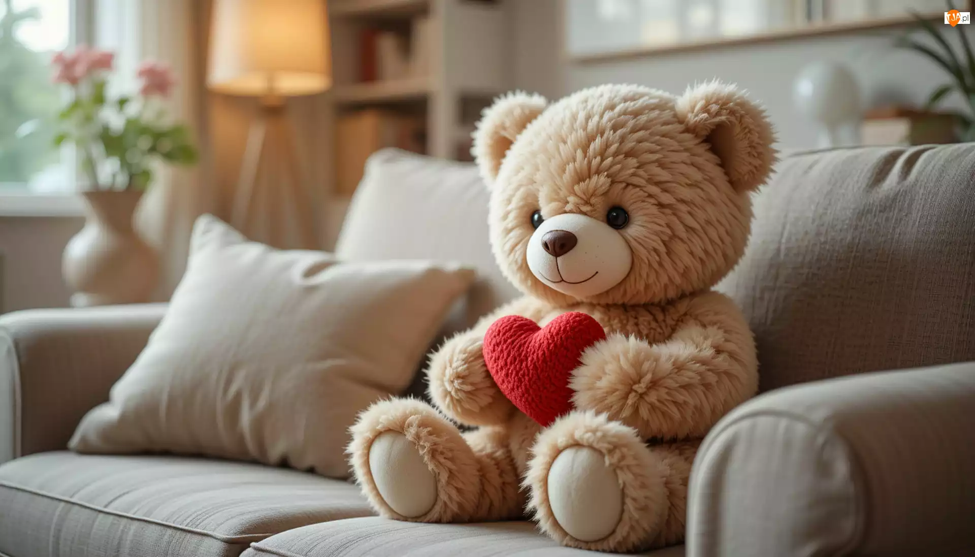 Sofa, Pluszowy, Miś, Serce