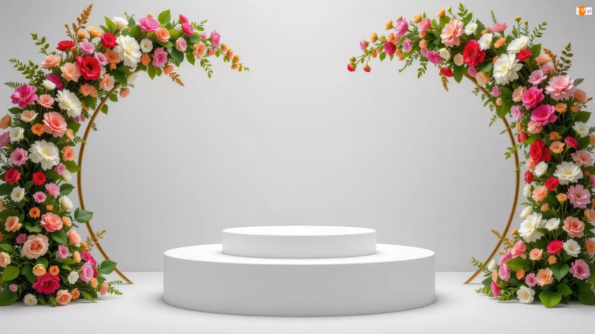 Kwiaty, Podium, Dekoracja, Kolorowe