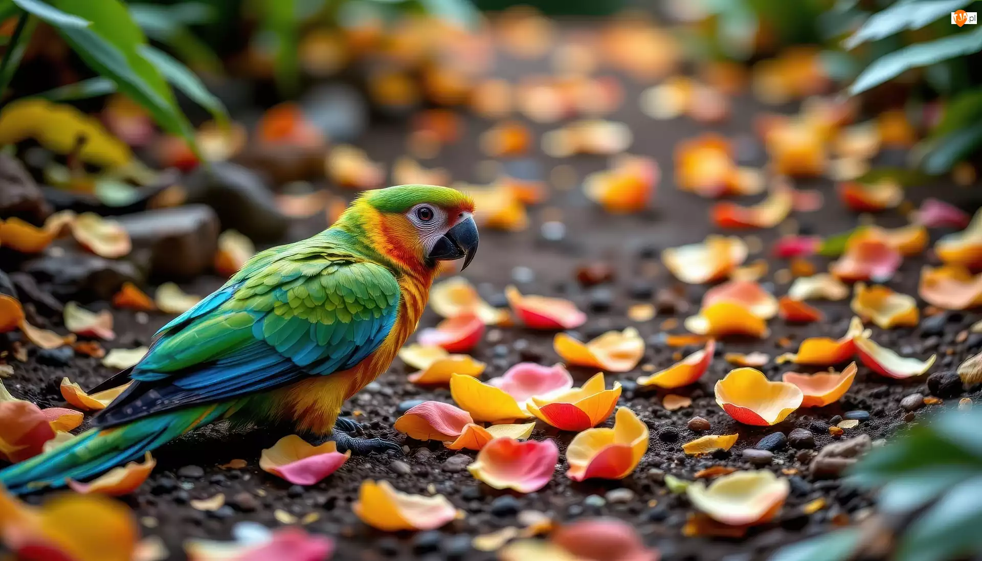 AI, Papuga, Płatki, Kwiatów
