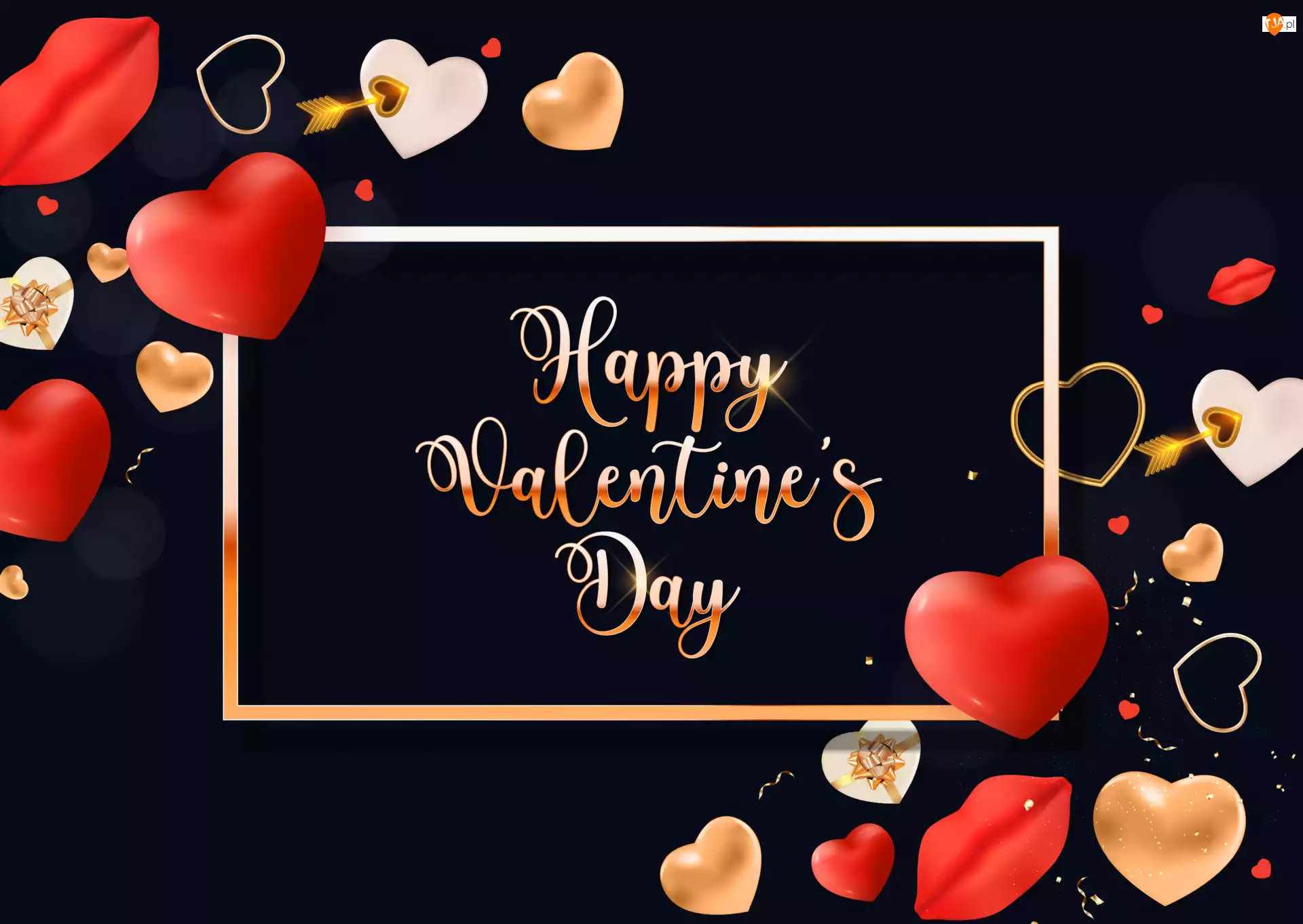 Grafika, Walentynki, Serca, Napis