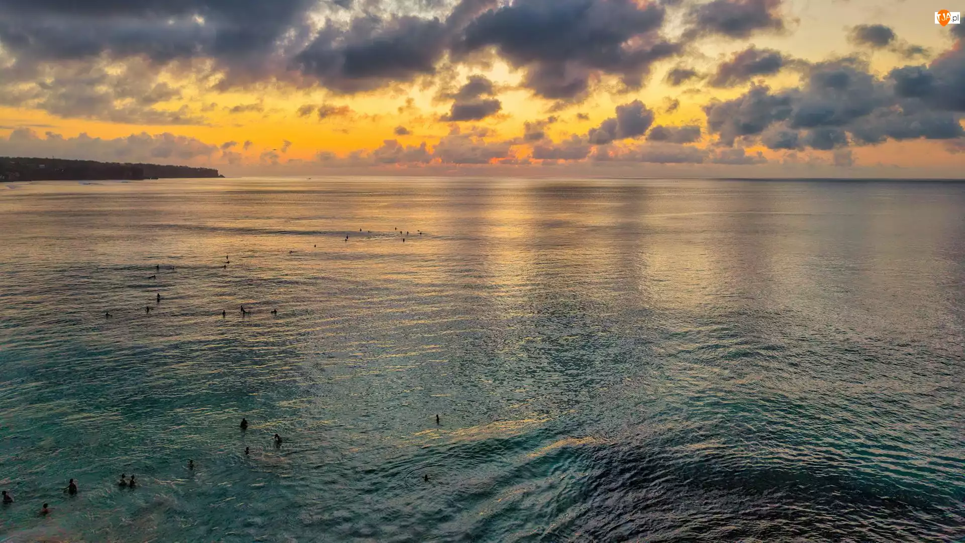 Zachód słońca, Morze, Kolorowe, Niebo