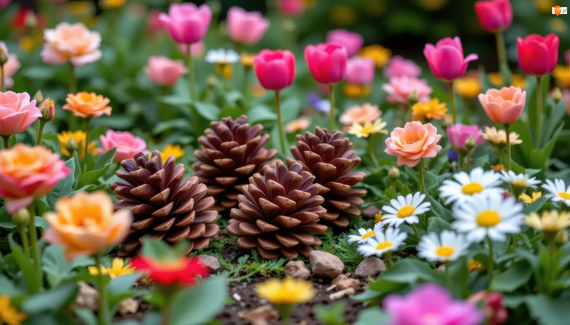 Szyszki, Kolorowe, Kwiaty