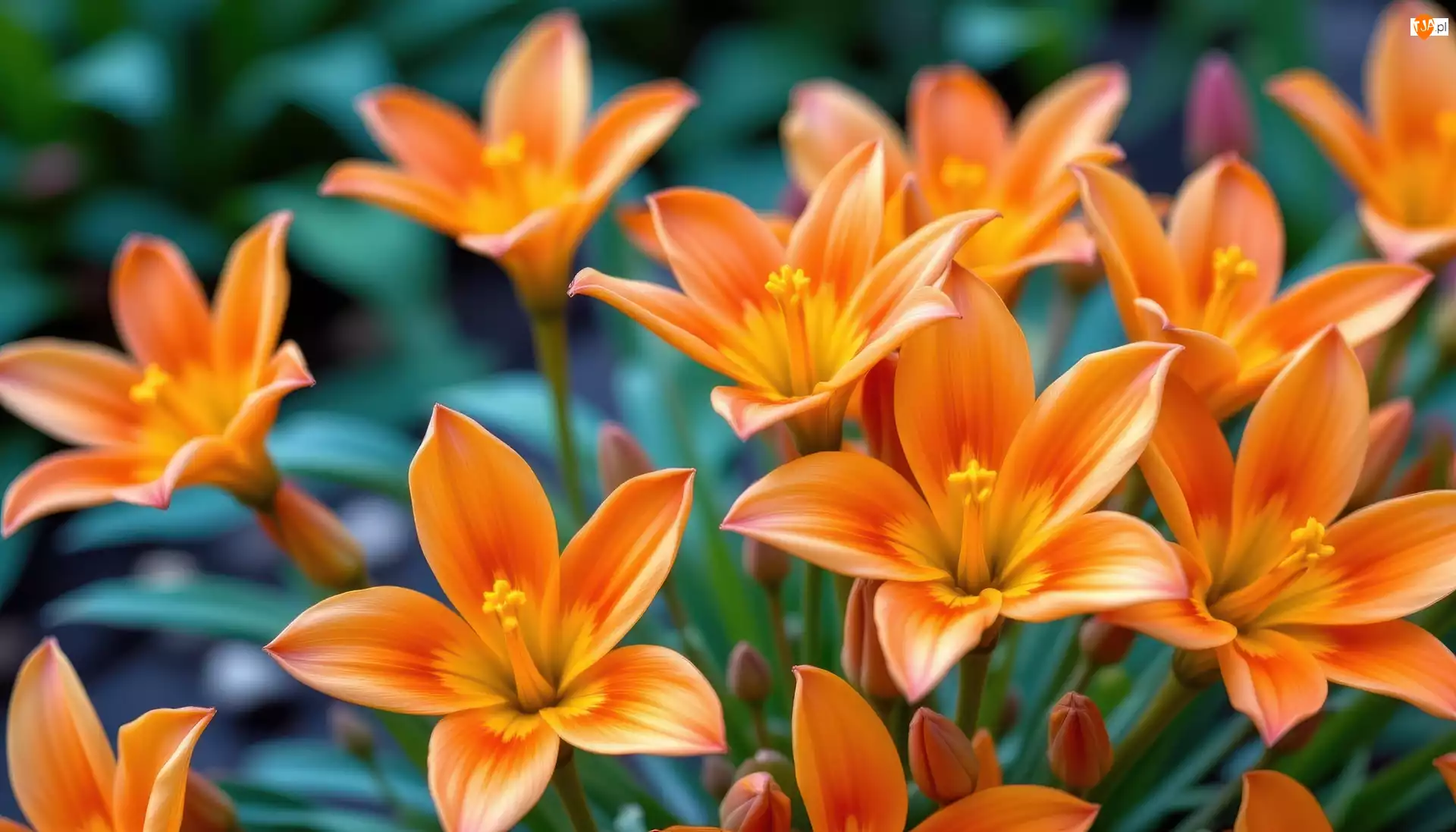 Rozkwitnięte, Pomarańczowe, Kwiaty