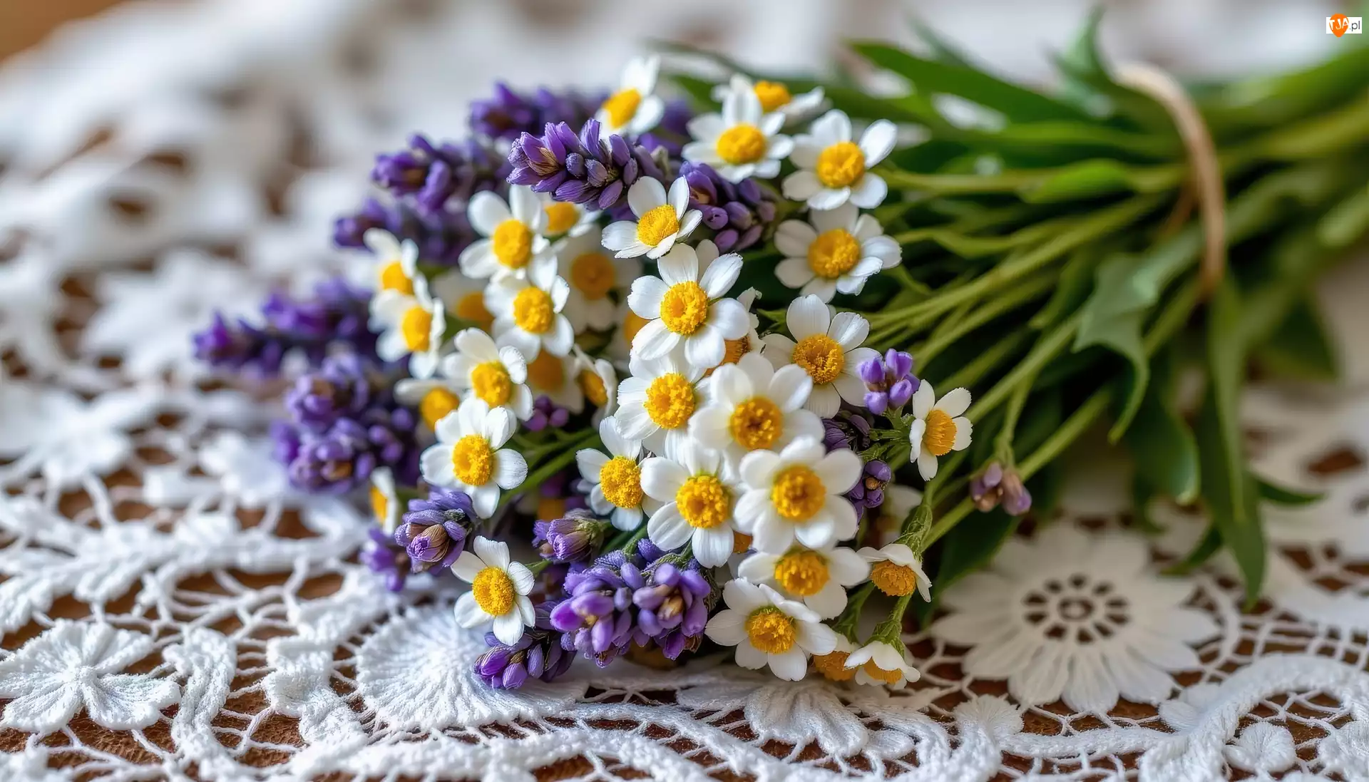 Kwiaty, Bukiet, Lawenda, Białe