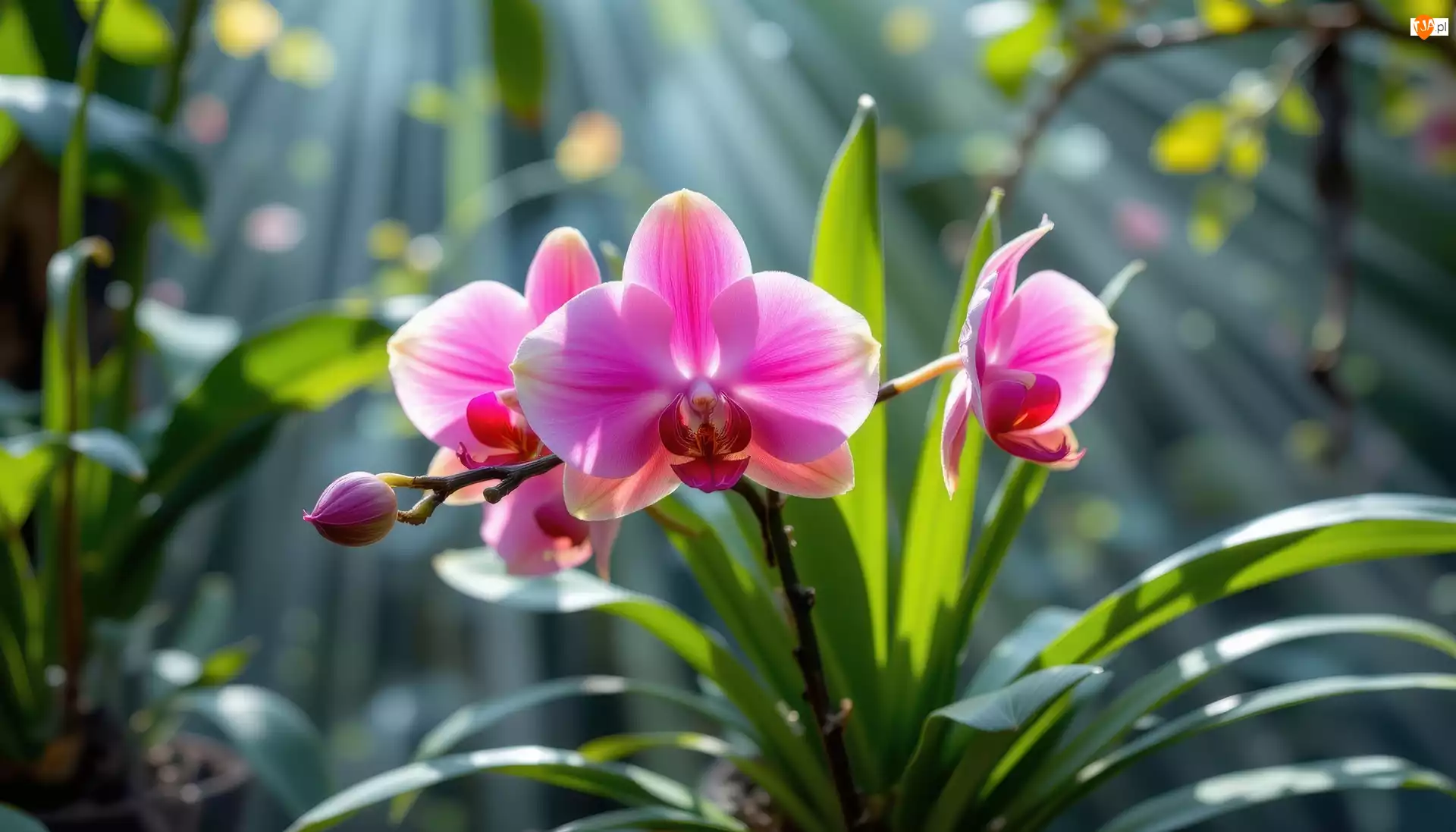Storczyk, Liście, Różowy, Kwiaty, Pąk
