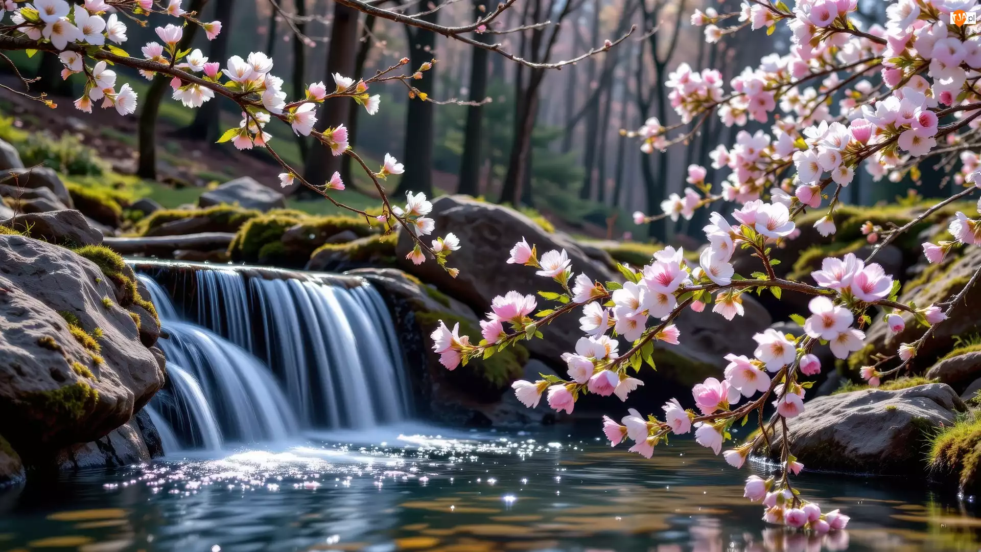 Strumień, Kwiaty, Gałązki