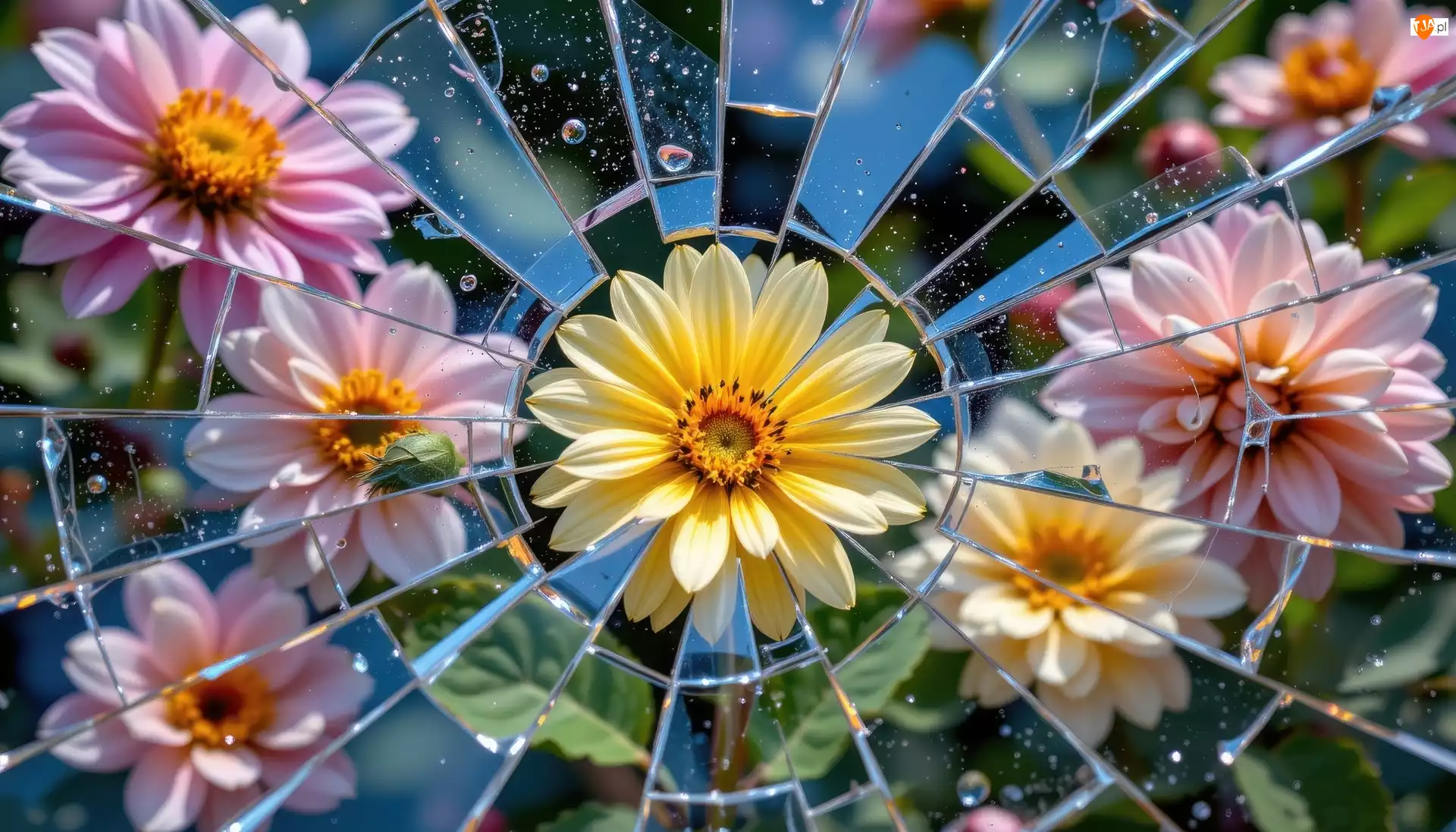 Pęknięty ekran, Kwiaty, Pęknięte, Szkło