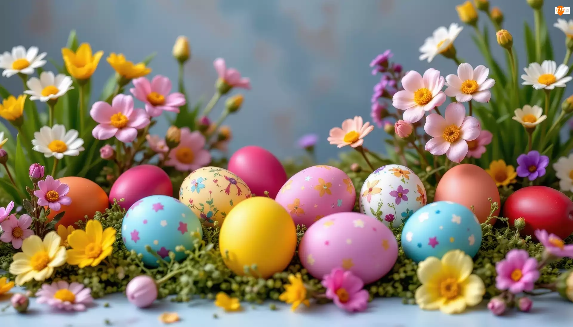 Pisanki, Kwiaty, Kolorowe, Wielkanoc, Jajka