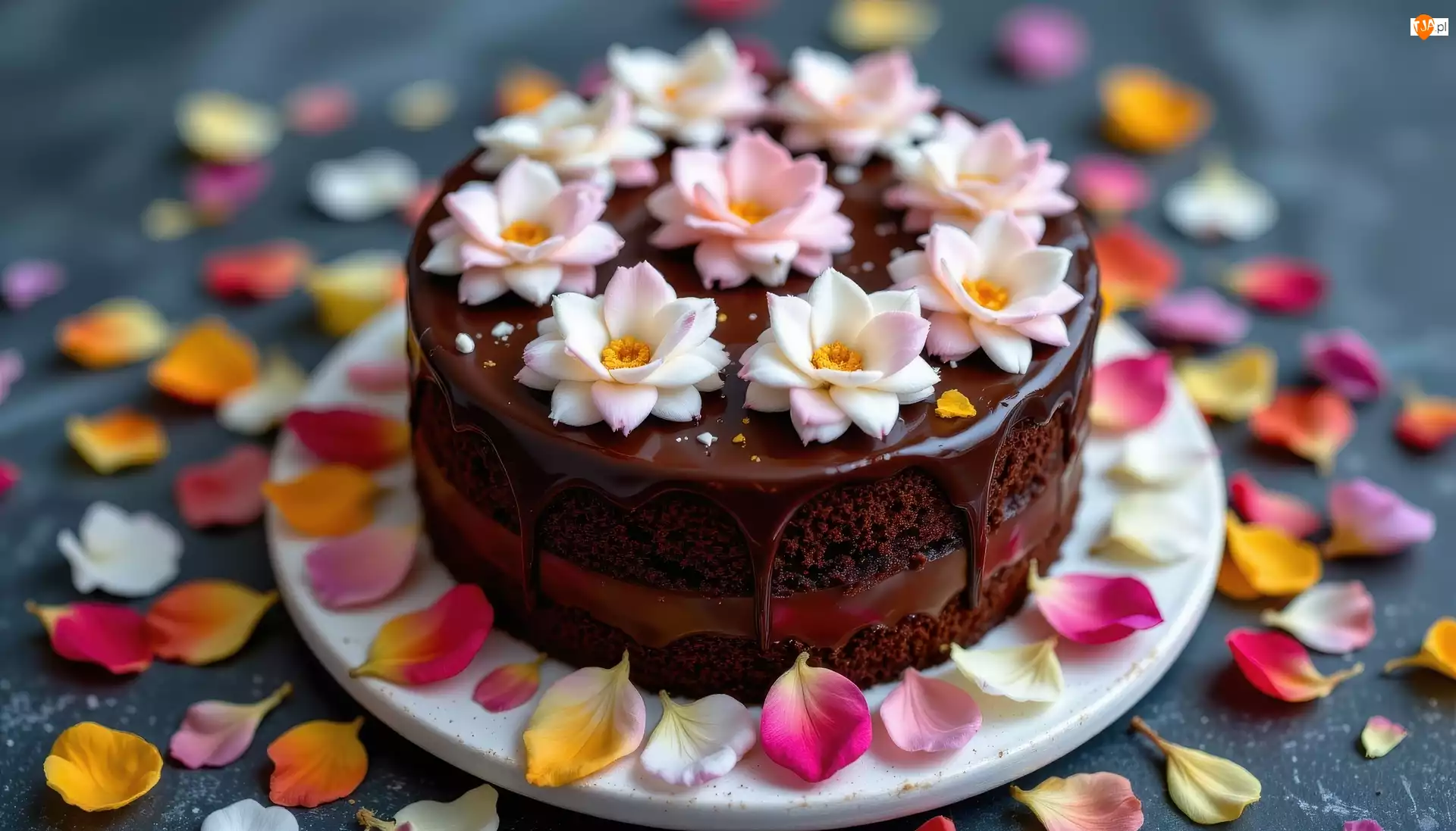 Płatki, Czekoladowe, Ciastko, Kwiaty