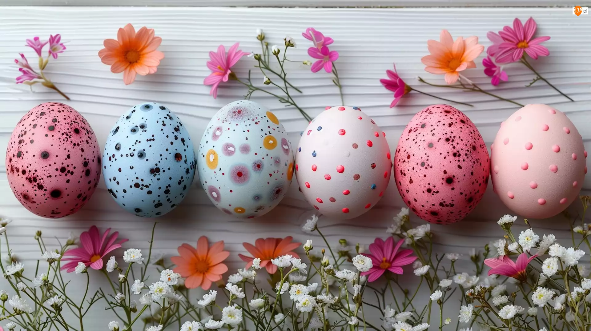 Kwiaty, AI, Pisanki, Wielkanoc, Deski
