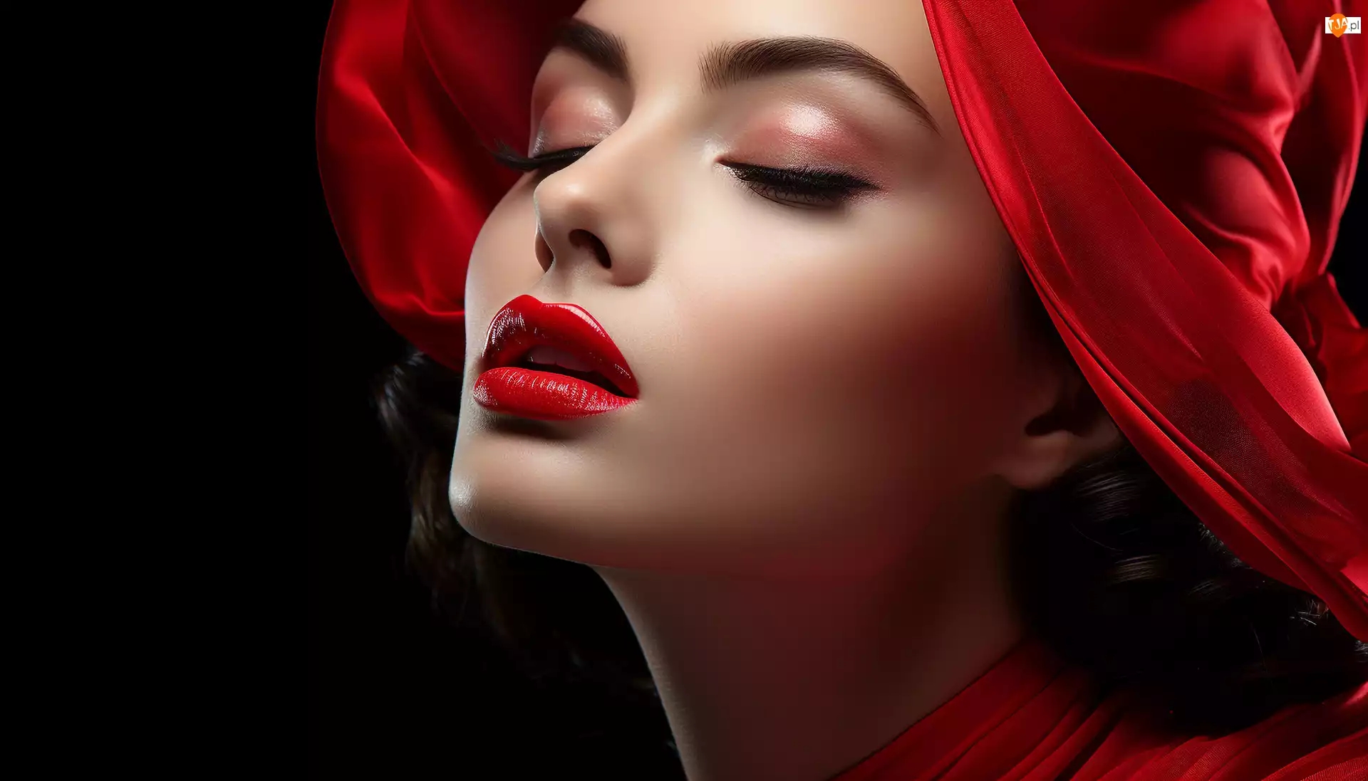 Makijaż, Materiał, Twarz, Kobieta, Czerwony
