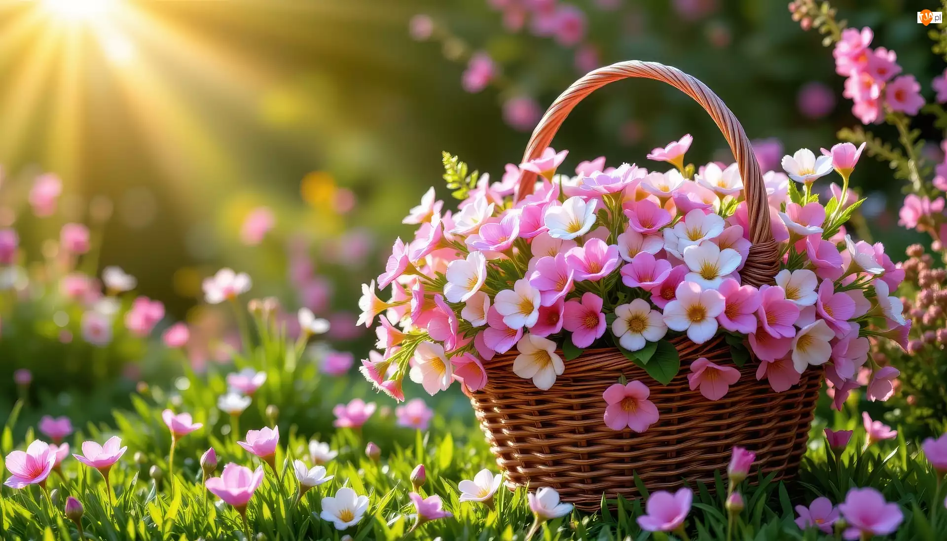 Koszyk, Kwiaty, Wiklinowy