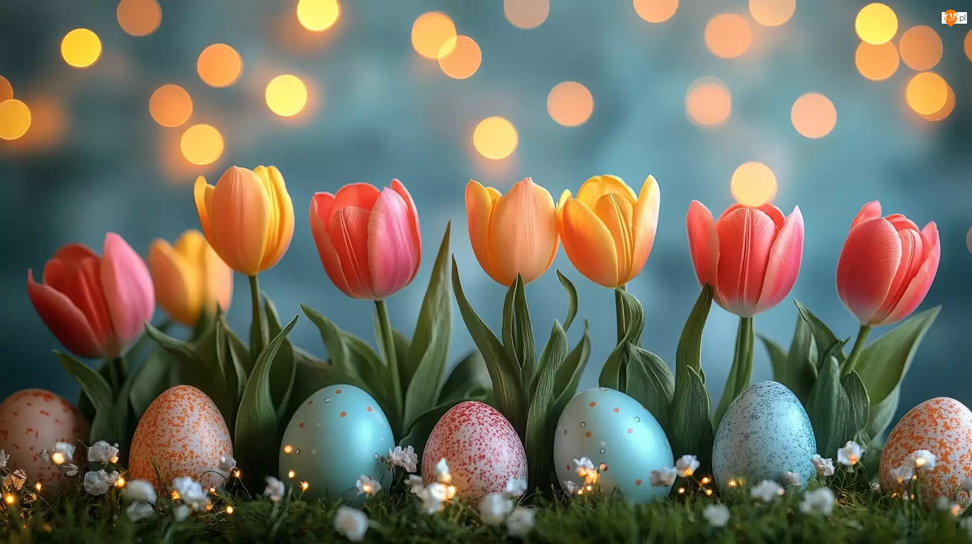 Kolorowe, AI, Tulipany, Wielkanoc, Pisanki