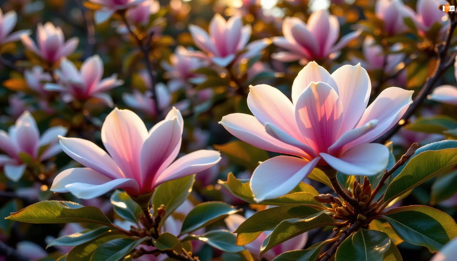 Zbliżenie, Magnolie, Jasnoróżowe