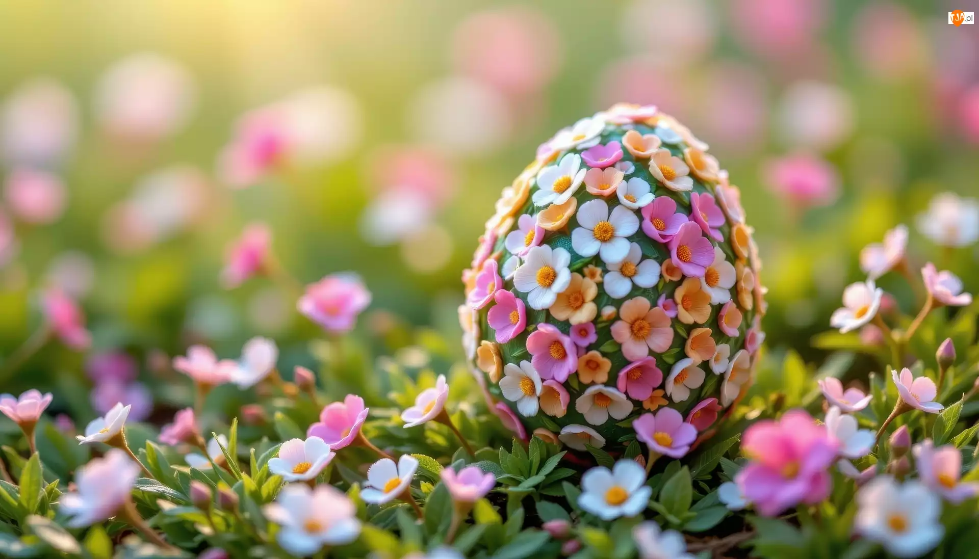 Drobne, Łąka, Jajko, Wielkanoc, Kwiaty