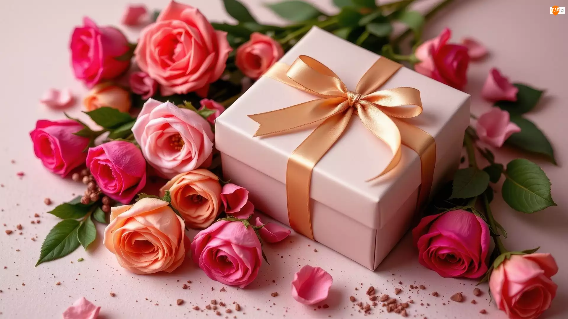 Płatki, Prezent, Czerwone, Róże