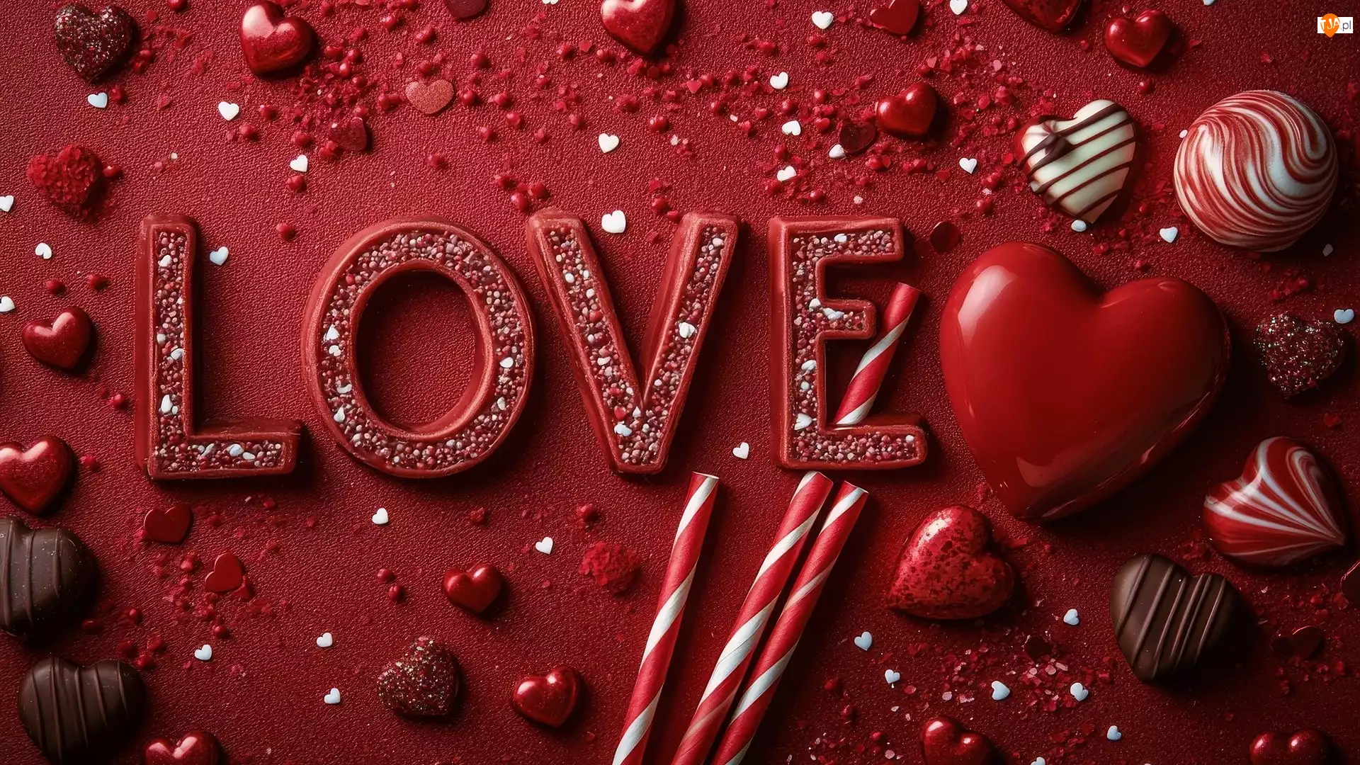 Czerwone, Czekoladki, Love, Kamyki, Serce, Drobne