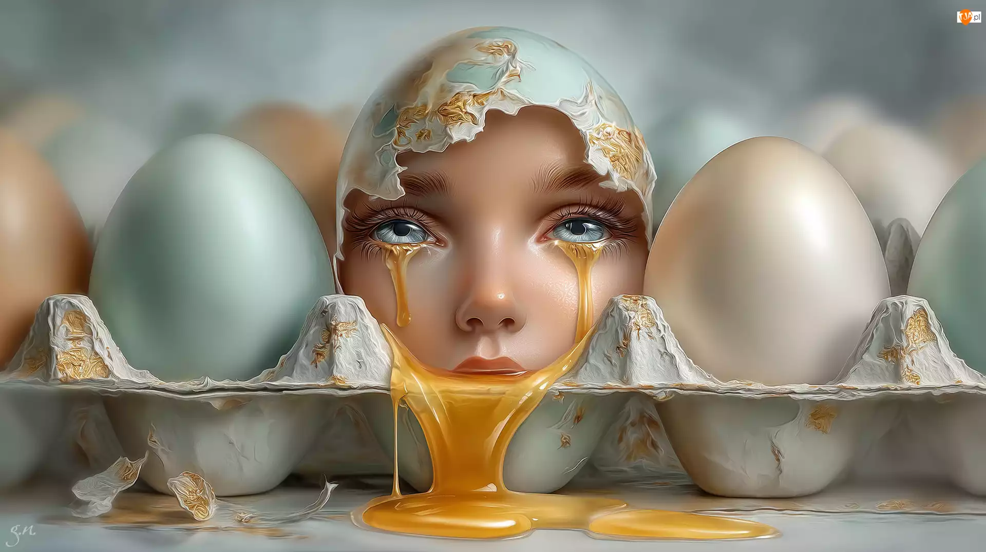 Twarz, Grafika AI, Jajko, Płaczące, Kobiety