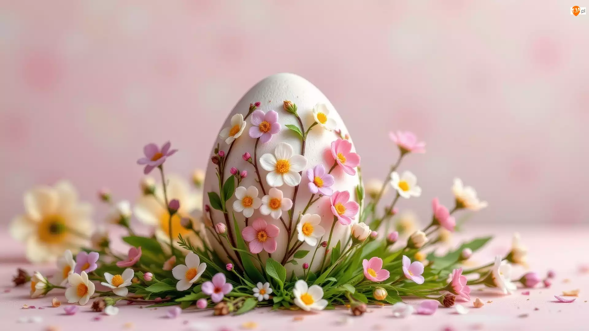 Jajko, Kwiaty, Białe, Wielkanoc, Kolorowe