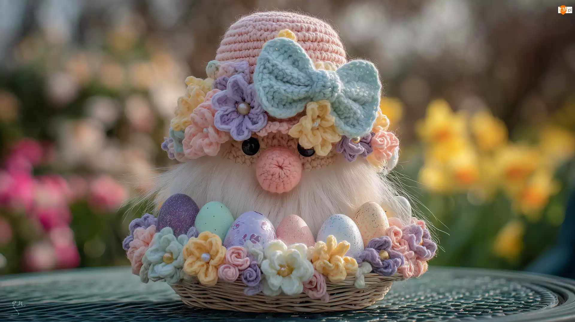 Figurka, Wełniana, Jajka, Grafika AI, Kapelusz, Wielkanoc