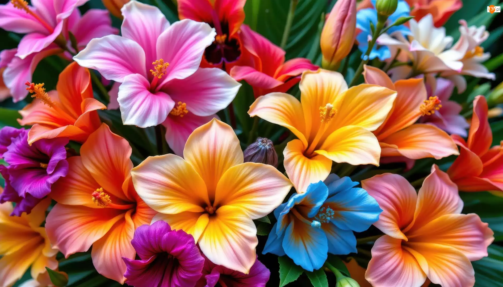 Zbliżenie, Kolorowe, Kwiaty