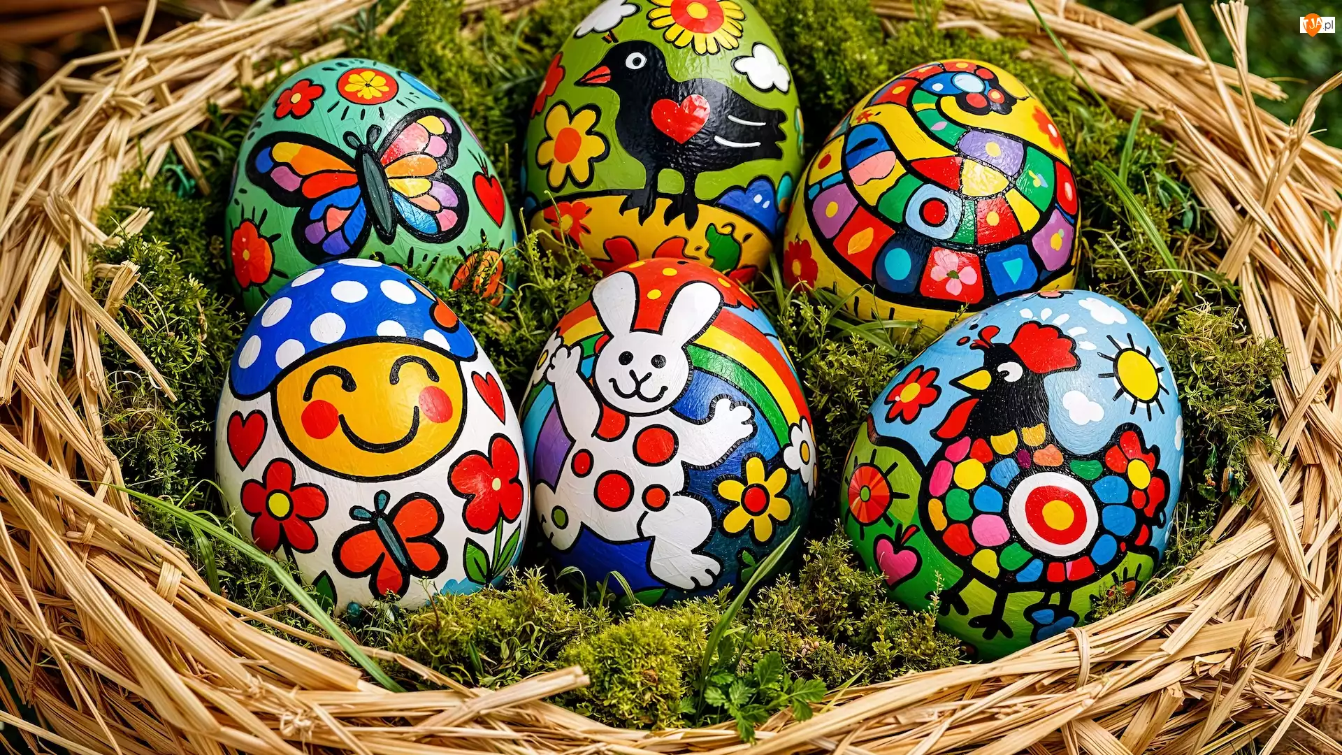 Gniazdko, Wielkanoc, Pisanki, Udekorowane