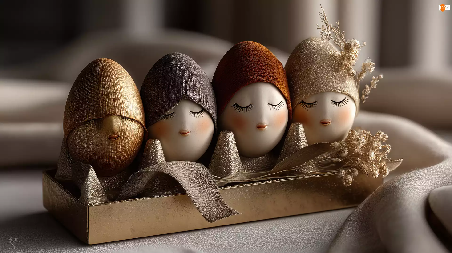 Grafika AI, Jajka, Twarze, Wstążki