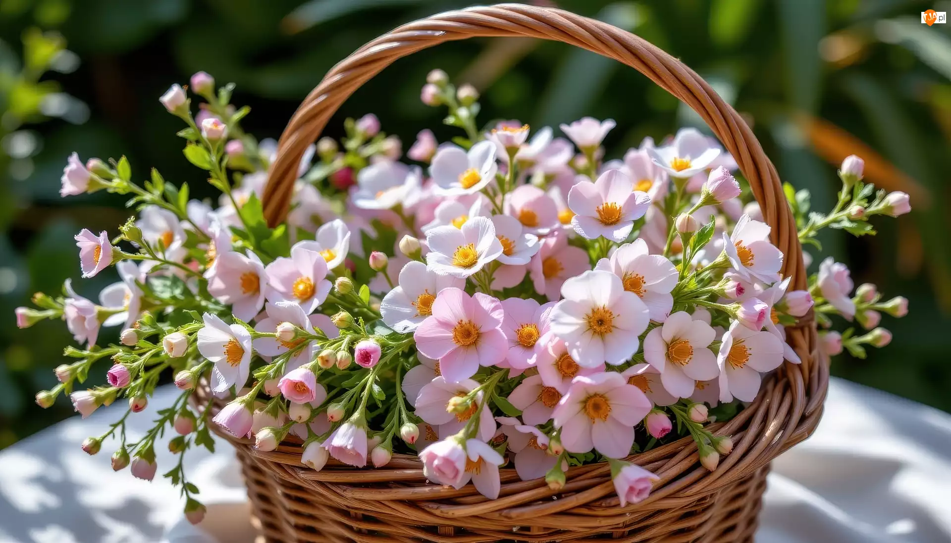 Koszyk, Różowe, Drobne, Kwiaty