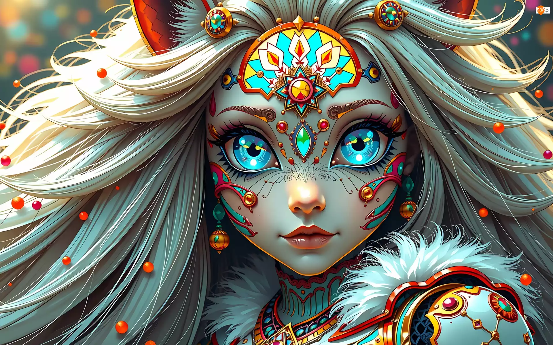 Twarz, Dziewczyna, Oczy, Grafika AI, Niebieskie, Anime