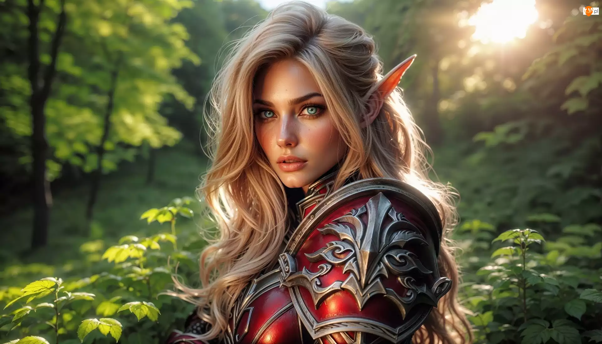 Elfka, Grafika AI, Blondynka, Dziewczyna, Zbroja