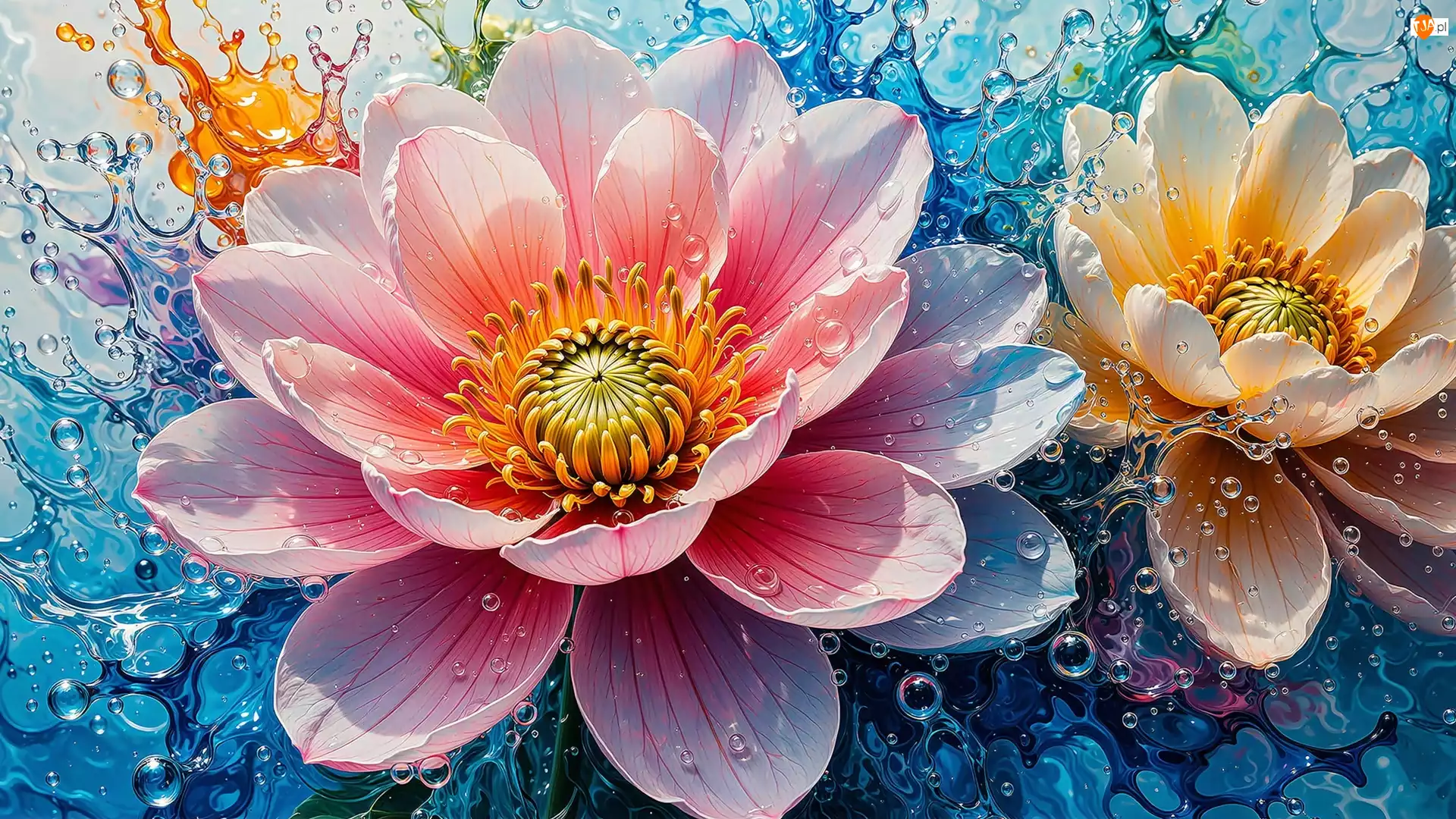 Grafika AI, Kwiaty, Woda