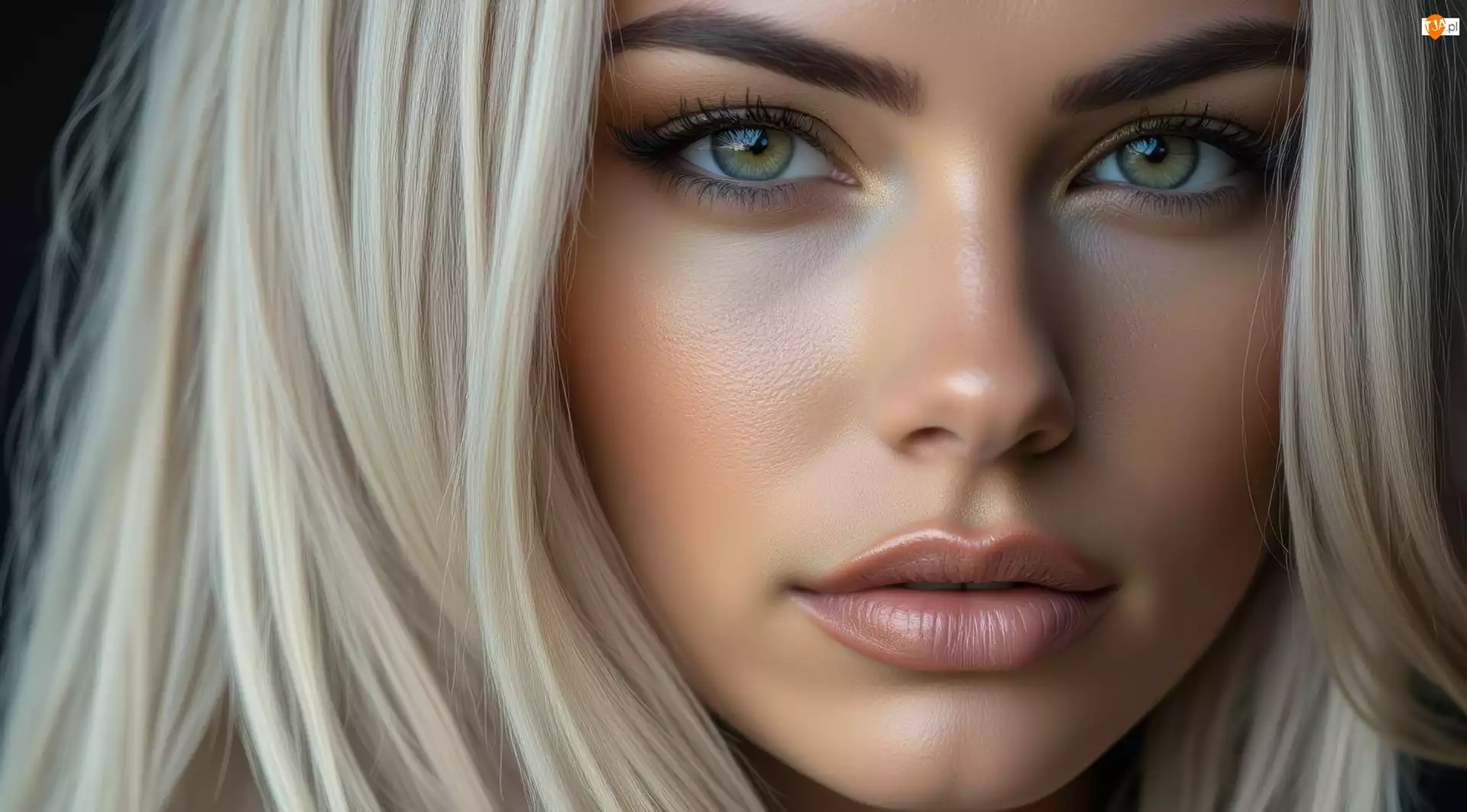 Twarz, Dziewczyna, Szare, Grafika AI, Blondynka, Oczy