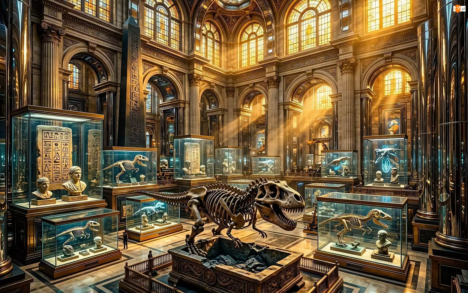 Eksponaty, Grafika AI, Ekspozycja, Muzeum, Gabloty