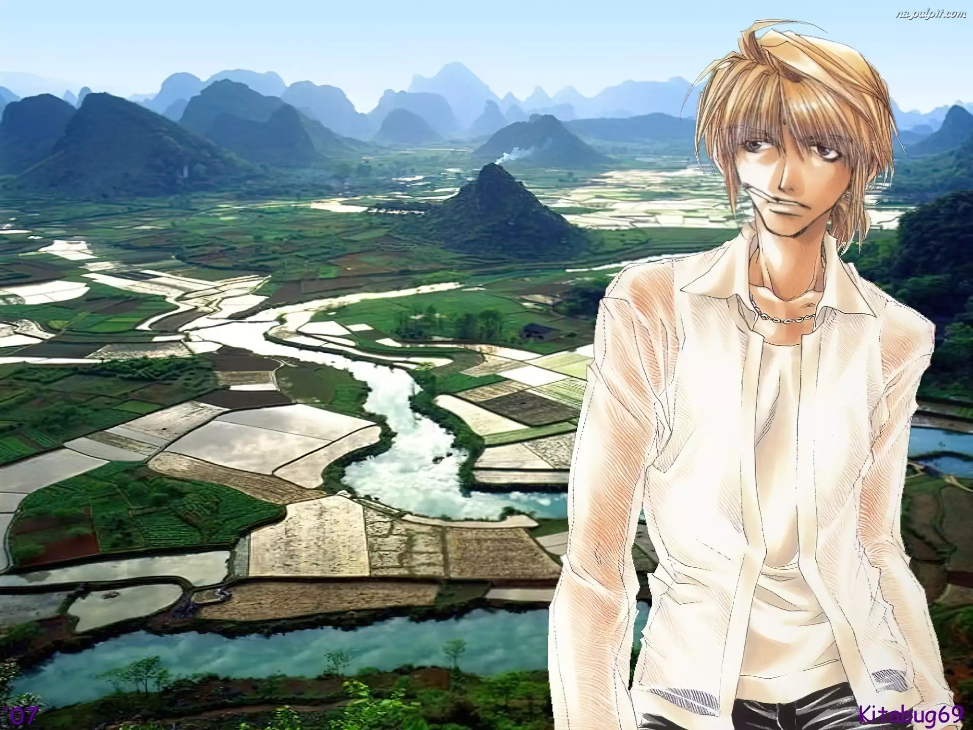 facet, Saiyuki, człowiek, krajobraz, widok