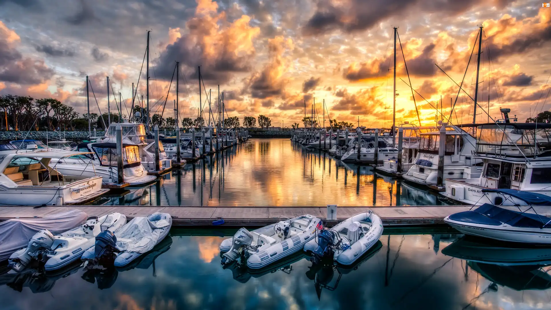 Zachód słońca, Port, Jachty