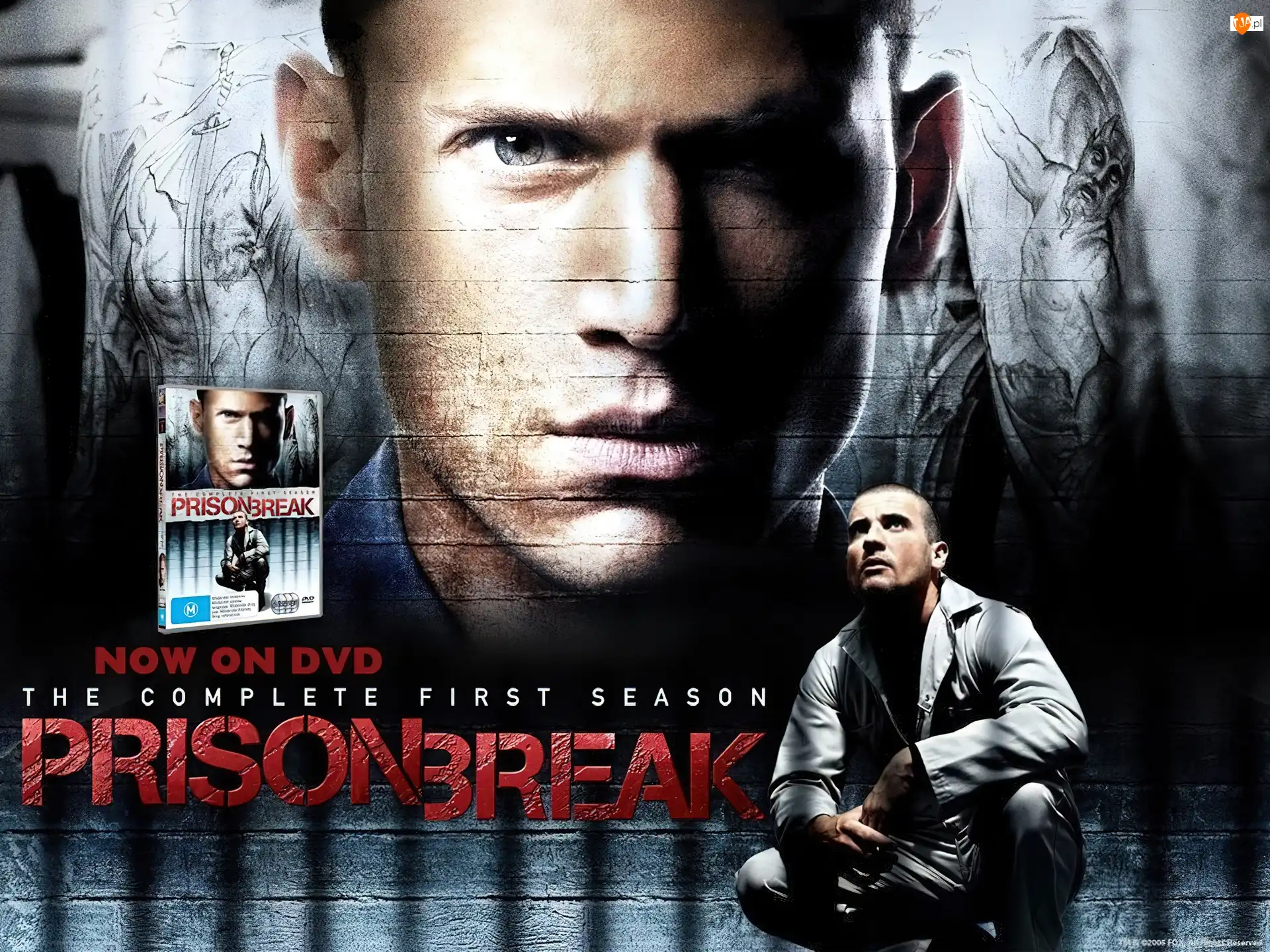 Skazany na śmierć, Prison Break, twarz, napis, szkice, Wentworth Miller