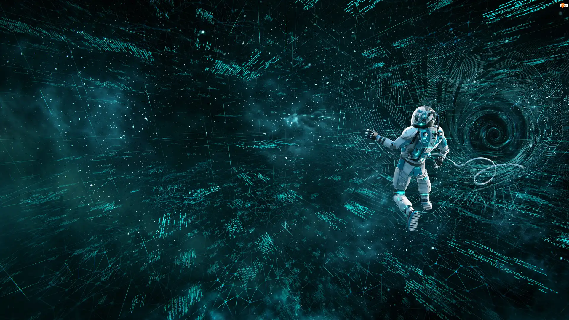 Sieć, 3D, Astronauta, Robot, Internet
