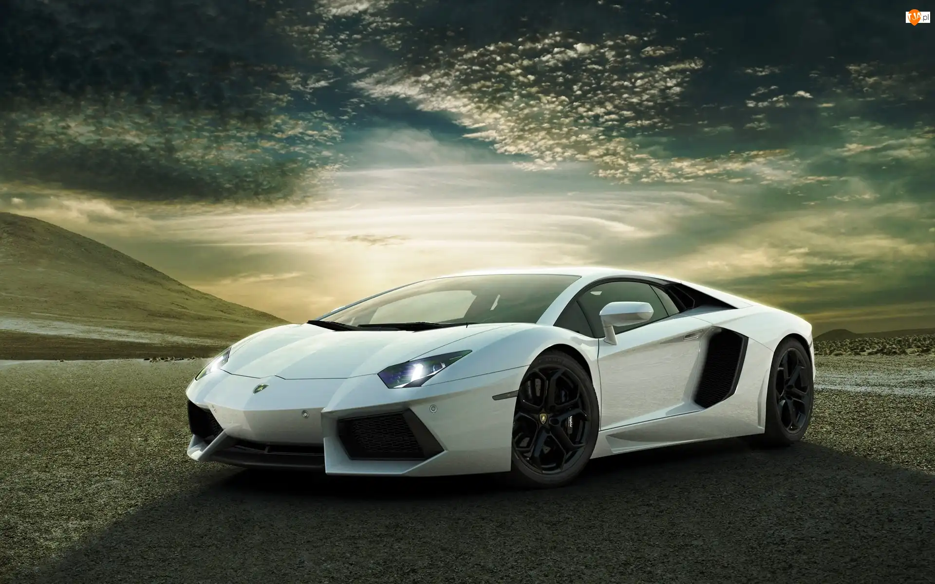 Droga, Białe, Lamborghini, Aventador
