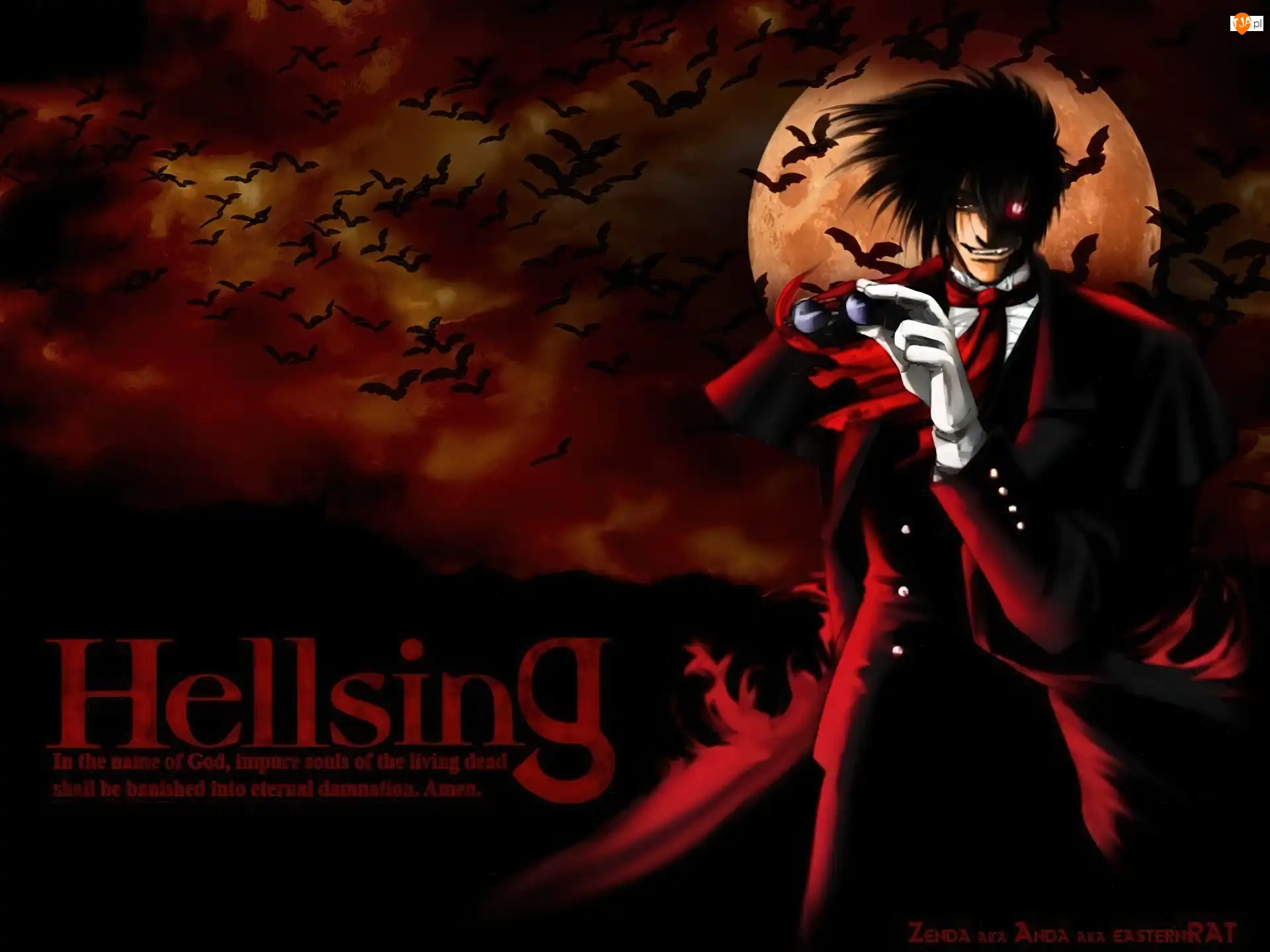 moon, Hellsing, nietoperze, człowiek
